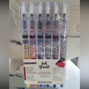 SENNELIER IRIDESCENT Ink Brush Pens 6ct(RETAIL $49+)